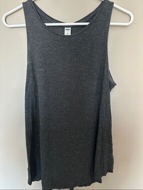 Old Navy Dark Charcoal Heather Scoop Neck Tank - Charcoal with Speckle